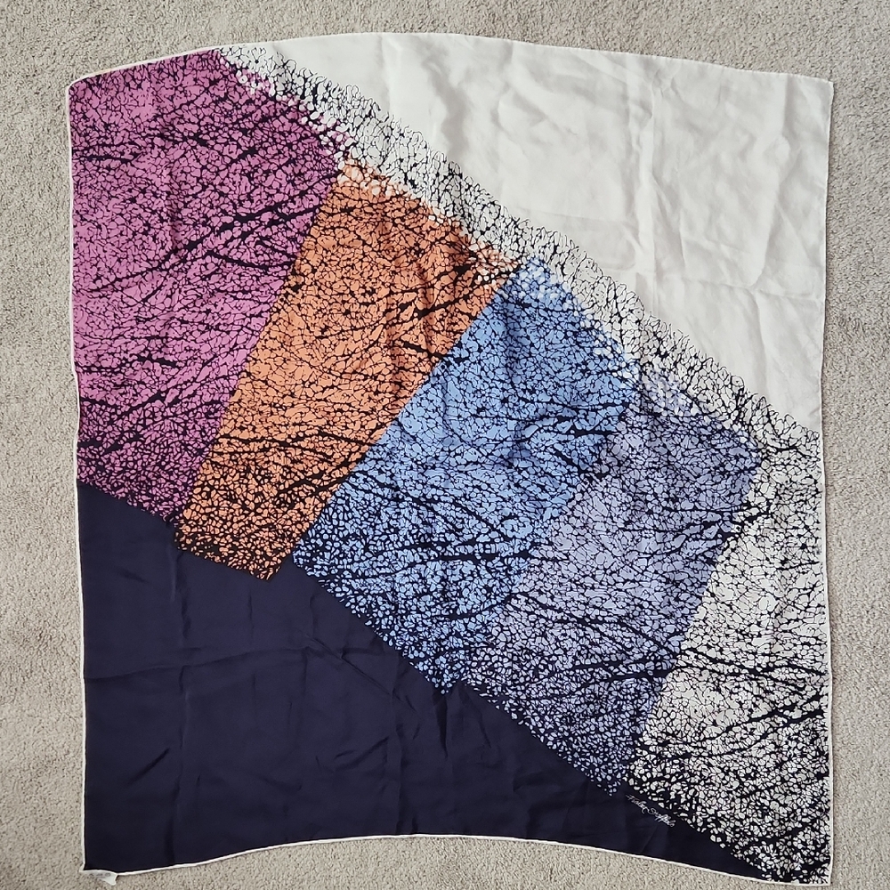 Vinatage Swiss Made Fisba Stoffels Silk Scarf, 29.5"X30"